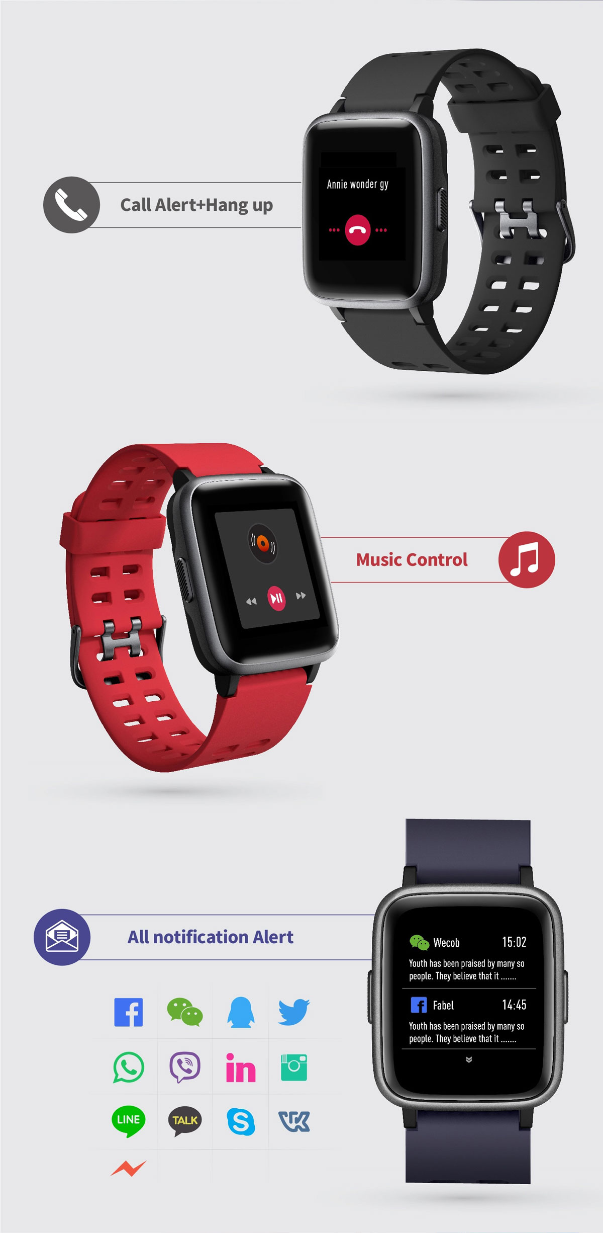 Willful Smart Watch sw020 IP68 ios&android