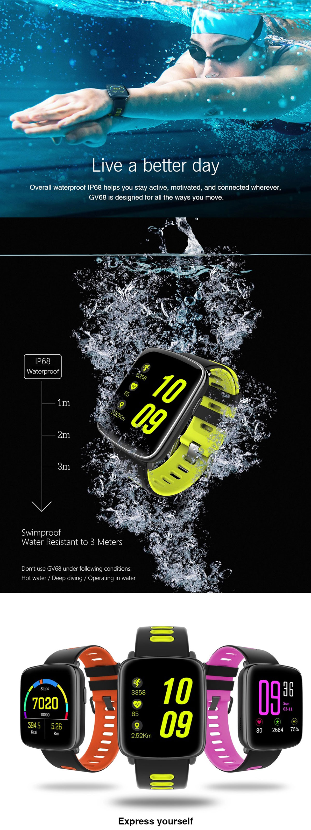 Smartwatch Willful SW018 IP68 Waterproof