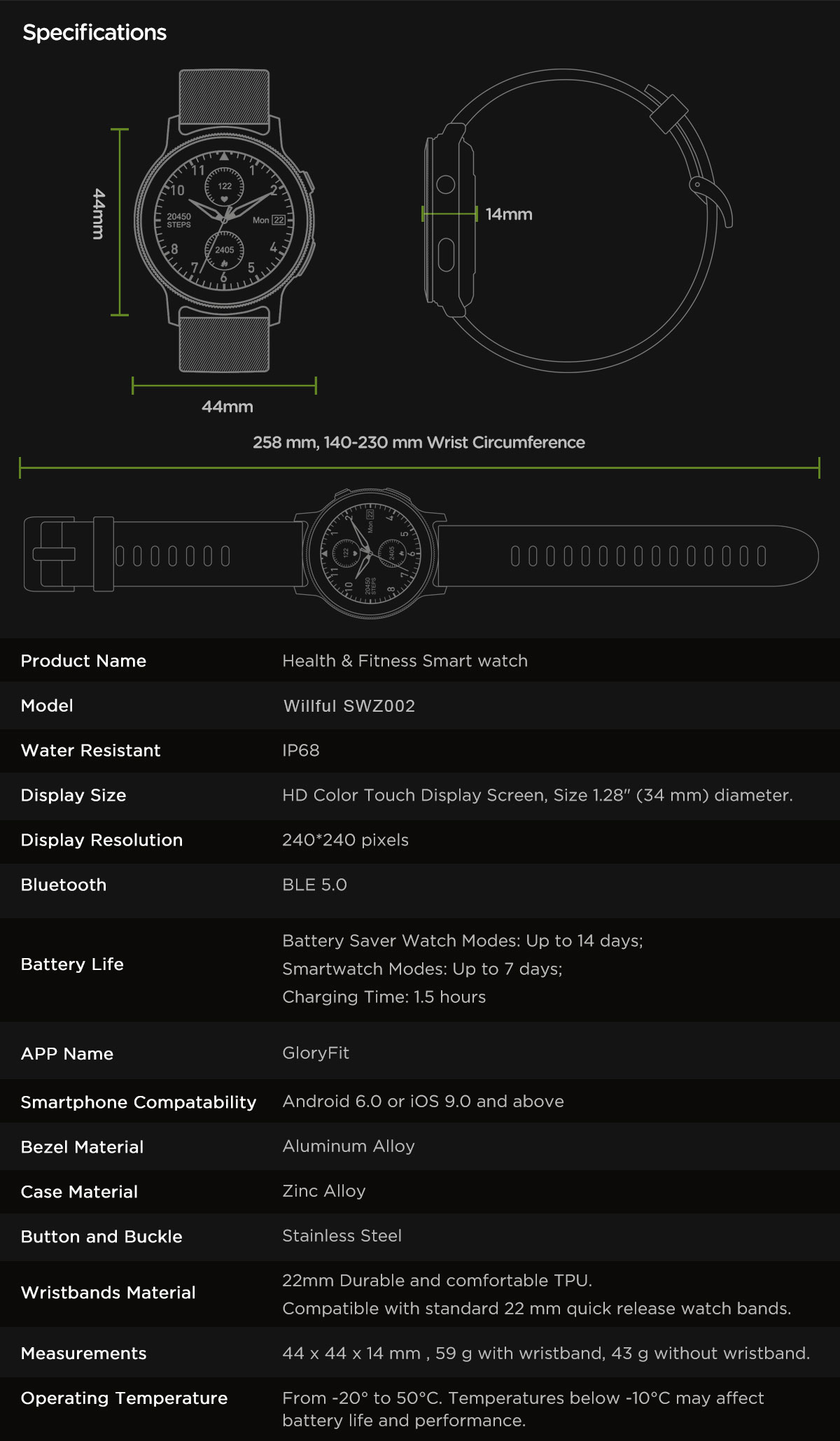 Willful Smart Watch SWZ002